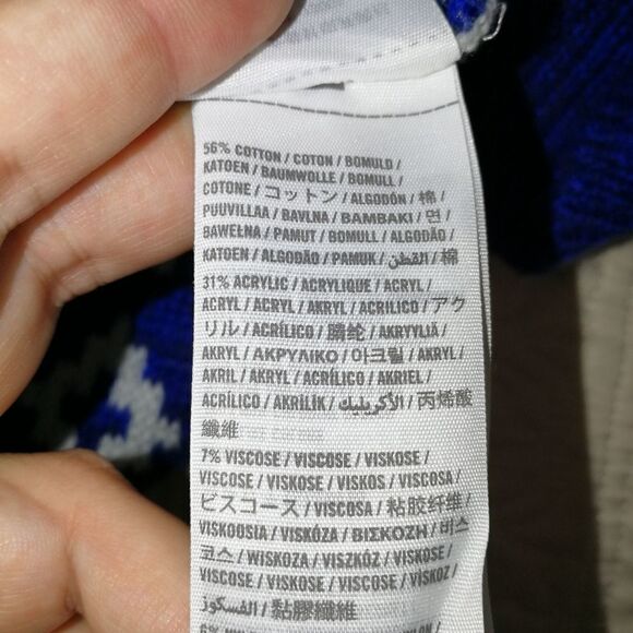 HOLLISTER Navy Blue & White Fair Isles Cotton Knitted Sweater Extra-Small - Picture 14 of 15